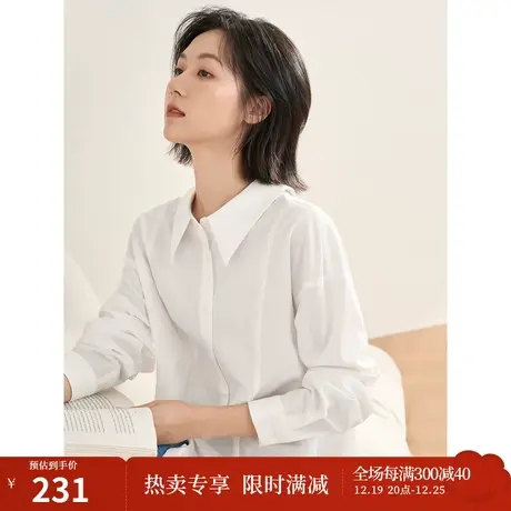 【商场同款】茵曼2023春女装新款时尚设计感系带翻领宽松衬衫衬衣商品大图