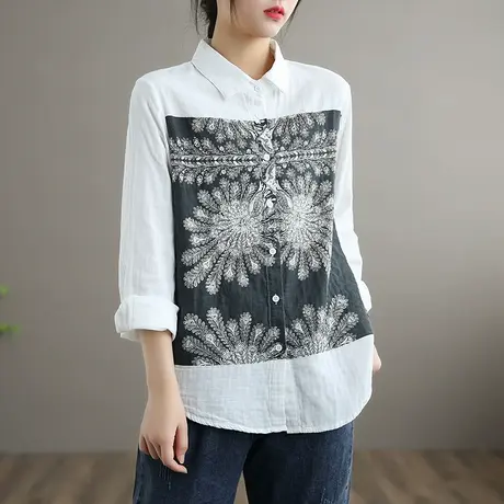 DZA 文艺复古白色衬衫女长袖内搭上前新款秋季百搭短款衬衣打底衫图片