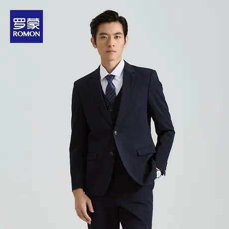 罗蒙新郎西装套装男士修身西服纯色结婚礼服商务英伦休闲上班正装图片