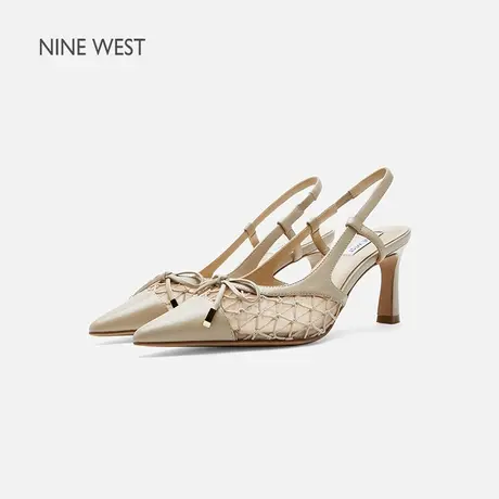 【商场同款】Nine West/玖熙高跟鞋女镂空细跟尖头配裙子气质凉鞋图片