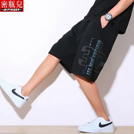 密瓶儿五分裤男宽松夏季男士大码裤子男休闲运动5分男裤青少年潮商品大图