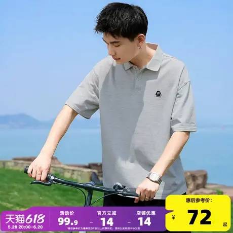 唐狮2025夏季新款男Polo衫宽松短袖翻领T恤简约灰色运动港风t恤潮图片