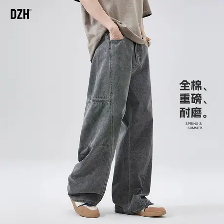 男士灰色纯棉工装裤男潮牌美式休闲长裤宽松阔腿裤直筒裤秋季新款商品大图