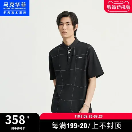 马克华菲创意撞色走线字母图案短袖POLO衫男2023夏季新款个性宽松图片