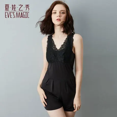 夏娃之秀简约蕾丝美背家居服女连体舒适亲肤休闲显瘦修身衣J4018图片