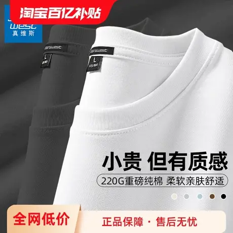 GV真维斯重磅短袖T恤男夏季纯棉纯色正肩白t男士男款白色打底衫A图片