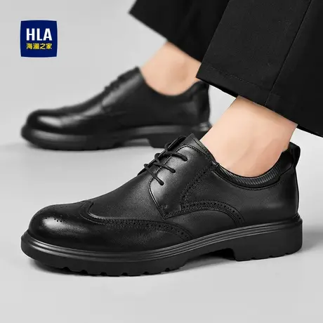 HLA/海澜之家男士真皮皮鞋英伦商务正装皮鞋软底舒适黑色男鞋子商品大图