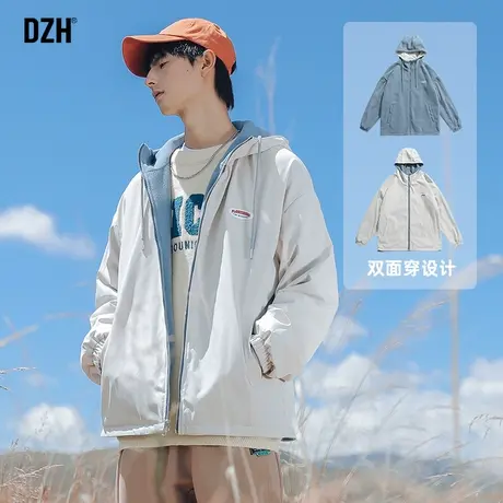 两面穿摇粒绒外套男士潮流春装百搭休闲长袖连帽上衣工装夹克春秋商品大图