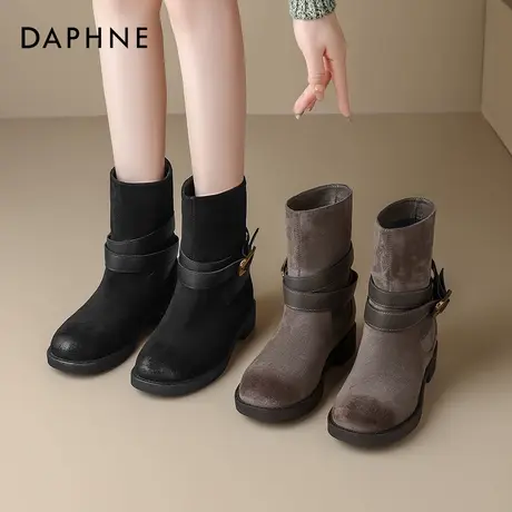 达芙妮西部牛仔靴女2025新款夏季新疆旅游靴子厚底复古骑士时装鞋商品大图