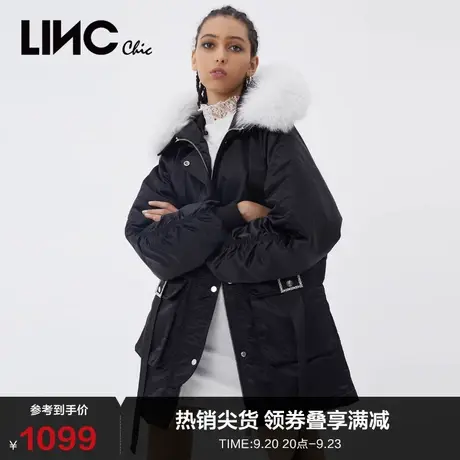 LINCCHIC金羽杰羽绒服女毛领派克服短款羽绒服女冬季Y21603252商品大图