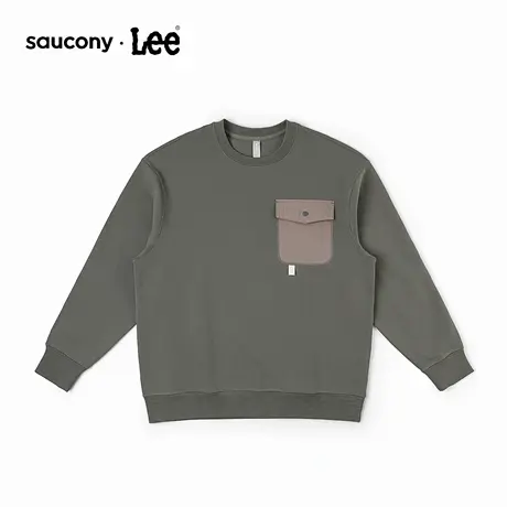 Lee × Saucony联名商场同款25秋冬新品宽松版圆领枯木灰男卫衣图片