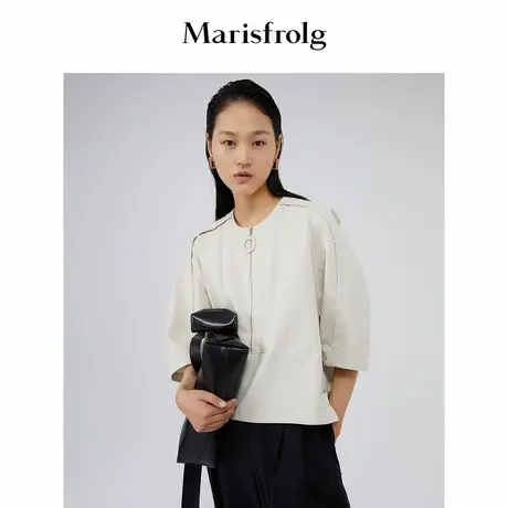 【言选好物】Marisfrolg玛丝菲尔秋季新款白色拉链式卫衣图片