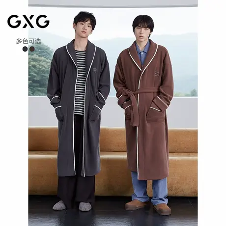 GXG男士家居服 摇粒绒亲肤舒适男士睡袍保暖宽松家居服外套冬季款商品大图