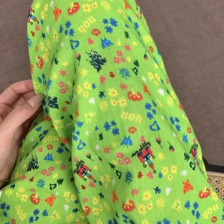 秋季新品！绿色城堡A类纯棉双层纱布睡裤宽松可爱卡通家居有口袋图片