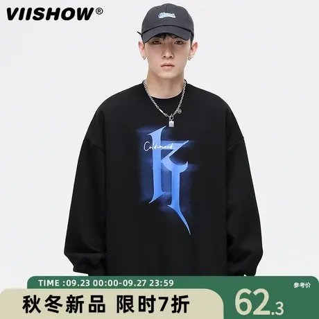 VIISHOW秋季卫衣男宽松2023新款男生高中生潮牌ins男长袖上衣圆领商品大图