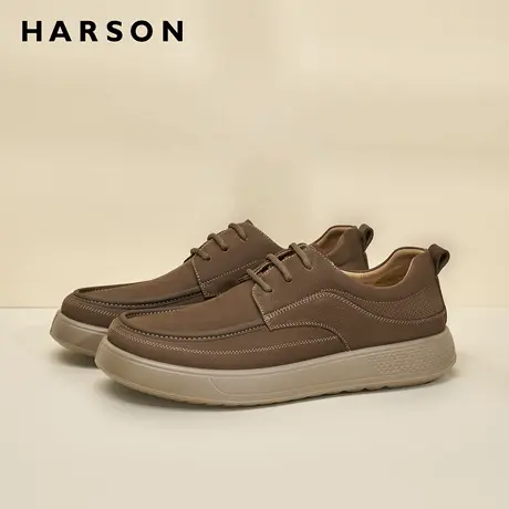 哈森冬季男鞋新款低帮真皮工装鞋厚底勃肯鞋男士休闲鞋软底皮鞋男商品大图