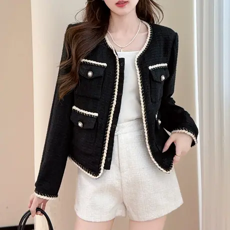 唐狮短款小香风外套女士今年流行爆款休闲百搭户外衣服TU商品大图