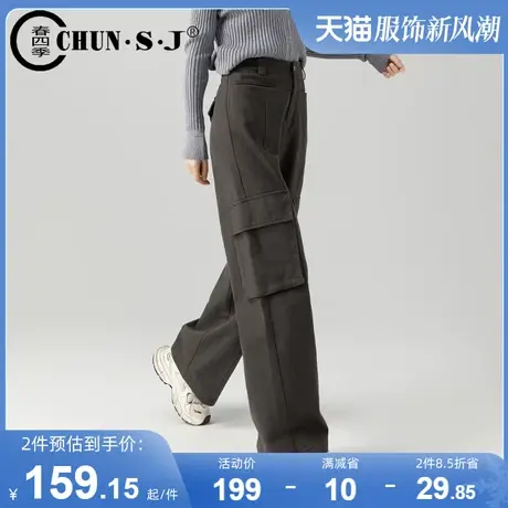 灰色工装阔腿裤女2024新款春季美式复古显瘦梨型身材裤子休闲长裤商品大图