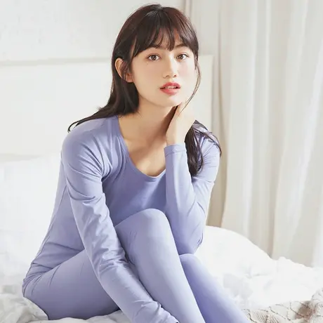 秋衣秋裤女士纯棉套装修身打底春秋毛衫保暖内衣少女学生薄款内穿商品大图