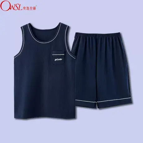 男士睡衣男夏季薄款套装背心短裤宽松大码夏天家居服商品大图