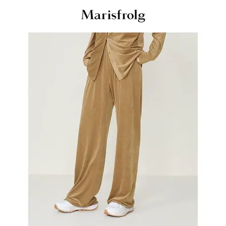 【言选好物】玛丝菲尔冬蜜糖棕三醋纤松紧宽松阔腿休闲裤商品大图