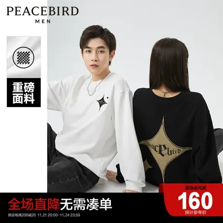 太平鸟男装 2023春季新款卫衣男重磅毛巾绣圆领宽松情侣上衣休闲图片