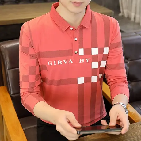 2024新款潮牌潮流男士纯棉上衣服长袖polo衫t恤秋装秋衣体恤好货商品大图