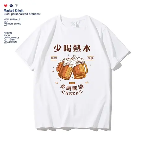 夏季新款趣味印花t恤短袖男学生情侣装宽松圆领纯棉半袖体恤上衣商品大图