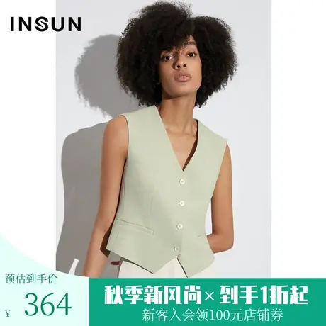 恩裳COVER2023年春款新款时尚摩登醋酸乱麻肌理纹理西装短款马甲图片