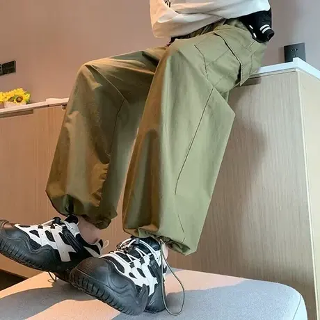 美式高街阔腿工装裤女春秋季百搭bf原宿风高腰韩版运动休闲长裤潮商品大图