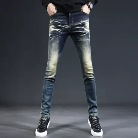 欧版高端复古牛仔裤男2023新款爆款修身小脚水洗时尚潮牌男装裤子商品大图