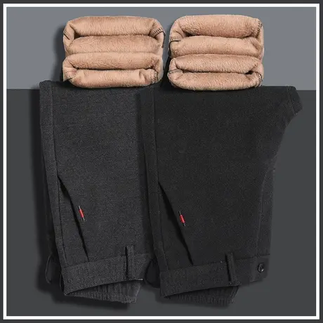 秋冬季加绒裤子男士加厚西裤保暖外穿休闲裤2024新款棉裤冬天冬装商品大图