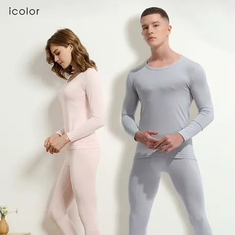 IColor秋衣秋裤男士保暖内衣套装女纯棉圆领基础打底棉毛衫情侣商品大图