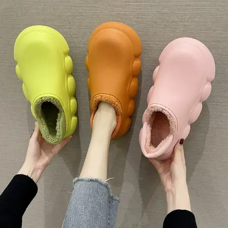 棉拖鞋女秋冬季防水室内厚底防滑情侣居家外穿加绒保暖包跟棉鞋男商品大图