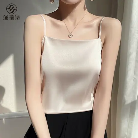 美背小吊带背心女夏季冰丝仿真丝外穿薄内衣西装内搭打底缎面上衣商品大图