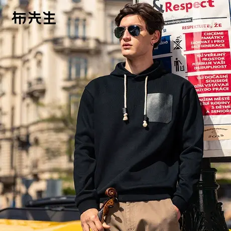 MrBu布先生微廓形简约连帽卫衣秋冬休闲学院风男上衣KT01923商品大图