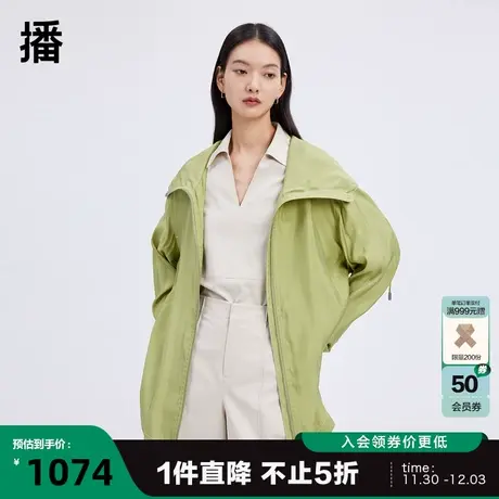 播2023秋季商场同款撞色明线的设计袖口连帽抽绳外套女BDQ1WD0636图片