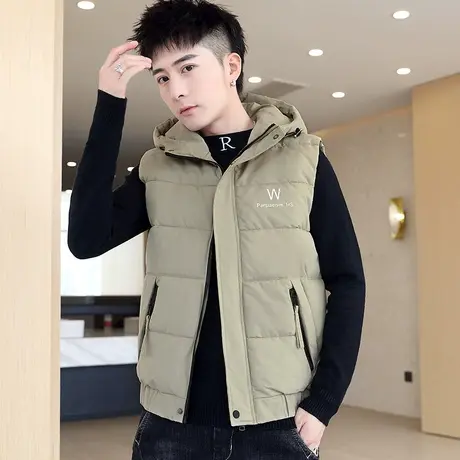 连帽男马甲冬季保暖加厚羽绒棉服马夹男装休闲潮流青少年学生外套商品大图