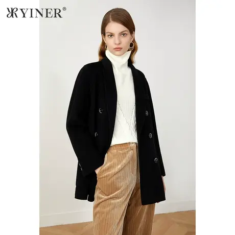 YINER音儿线上专选女装2021冬季时尚简约休闲毛呢外套商品大图