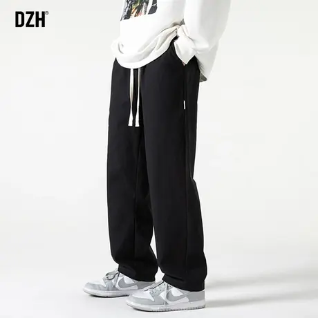 男生黑色裤子男款春秋美式高街休闲直筒裤垂感高级感2024新款男裤商品大图