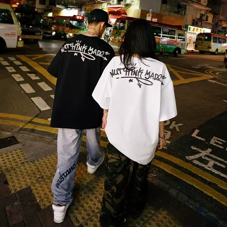 Nuthink加肥加大重磅字母短袖男潮牌潮流t恤夏季大码国潮宽松半袖商品大图