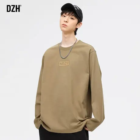 男士圆领长袖t恤男春季潮牌纯棉打底衫上衣宽松2024年新款体恤衫商品大图