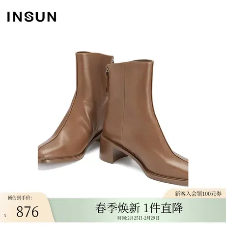 INSUN恩裳冬季粗跟短靴商品大图