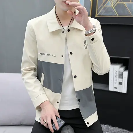 外套男春秋季2023新款潮牌痞帅炸街夹克翻领休闲百搭修身上衣服潮商品大图