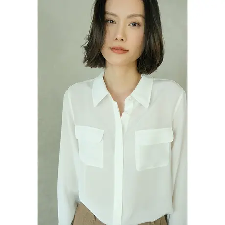 2024春夏新款休闲时尚设计感小众气质重磅100%真丝衬衫上衣女商品大图