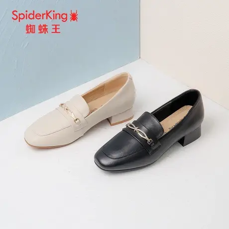 SPIDER KING/蜘蛛王女单鞋2023秋商场新款小皮鞋通勤气质方头软底商品大图