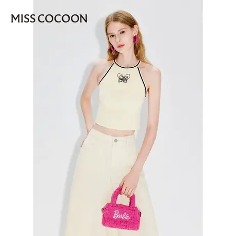 MISSCOCOON【拾光纪】24春新款撞色蝴蝶刺绣多巴胺针织吊带背心商品大图