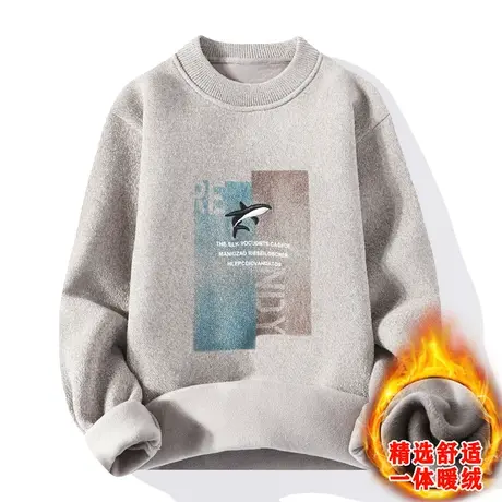 雪尼尔毛衣男秋冬季潮流青少年初中高中学生一体加绒加厚针织毛衫商品大图