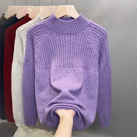 半高领毛衣女套头2023年秋冬新款洋气保暖长袖百搭针织打底衫女商品大图