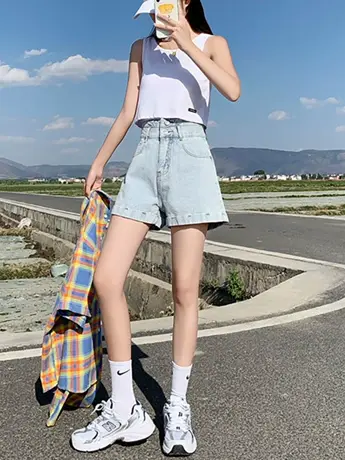 清仓捡漏牛仔短裤女夏季薄款2023高腰宽松显瘦a字小个子阔腿热裤商品大图